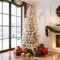 180/210cm Flocked Cypress Christmas Tree, Pre-Lit, Hinged