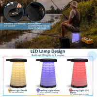 3-Piece LED Folding Table Stool Set with Retractable Design for Picnic/Camping