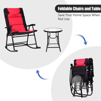 3 Pieces Outdoor Rocking Chairs with Round Table