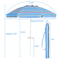 Giantex 7.2 Ft Beach Umbrella, Patio Sunshade Umbrella with Sand Anchor