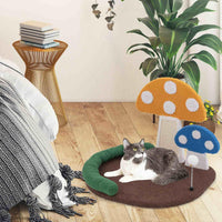 Mushroom Cat Bed, Cat Claw Scratcher w/Wide Bed