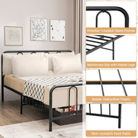 Metal Bed Frame, Modern Bed Frame with Headboard & Footboard