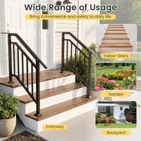 2 Pack Handrails for Outdoor Steps, 3-Step Galvanized Metal Hand Rails