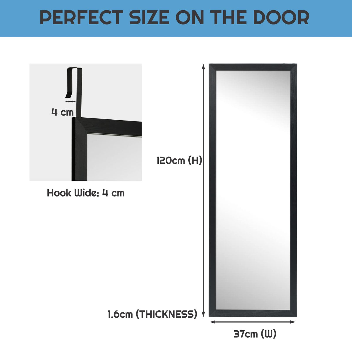 Giantex Over The Door Wall, 120CM x 37CM Full Length Mirror with Hanging Hooks, Wall Mounted Dressing Mirror