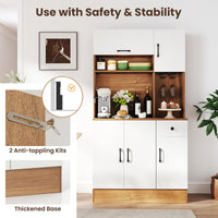Giantex 167cm Tall Pantry Cabinet w/Hutch & Power Outlets