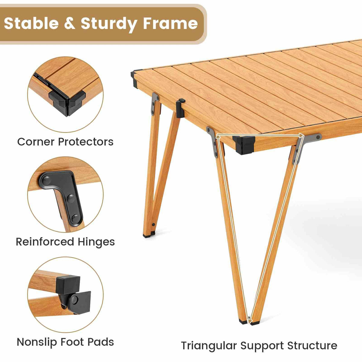 Folding Camping Table with Storage Bag and Waterproof Desktop