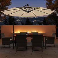 3m Solar Offset Hanging Umbrella with Base, Patio Cantilever Umbrella