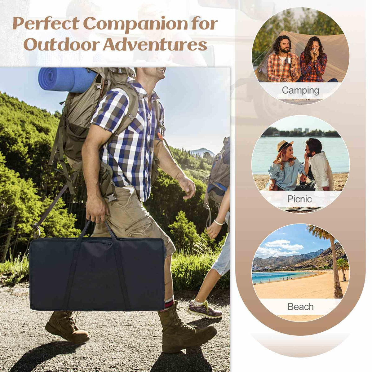 2 Pack Folding Camping Table Extendable Lightweight Picnic Table