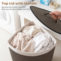 Giantex Corner Bamboo Laundry Hamper w/Lid, 57 L Capacity Clothes Hamper