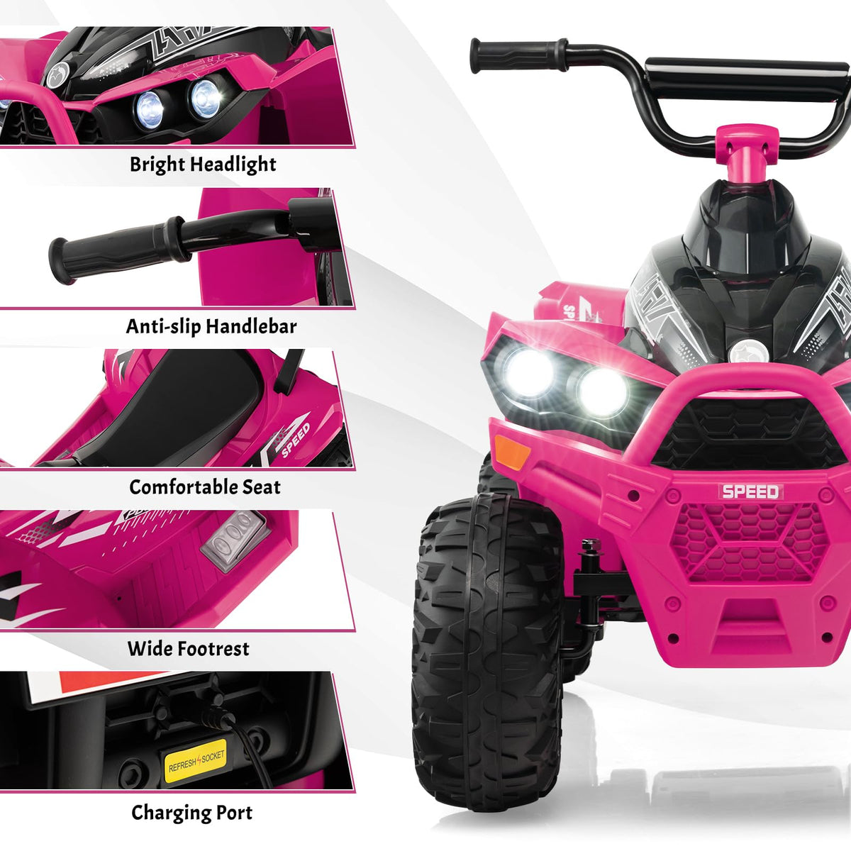 12V Kids Ride On ATV with High/Low Speed and Comfortable Seat