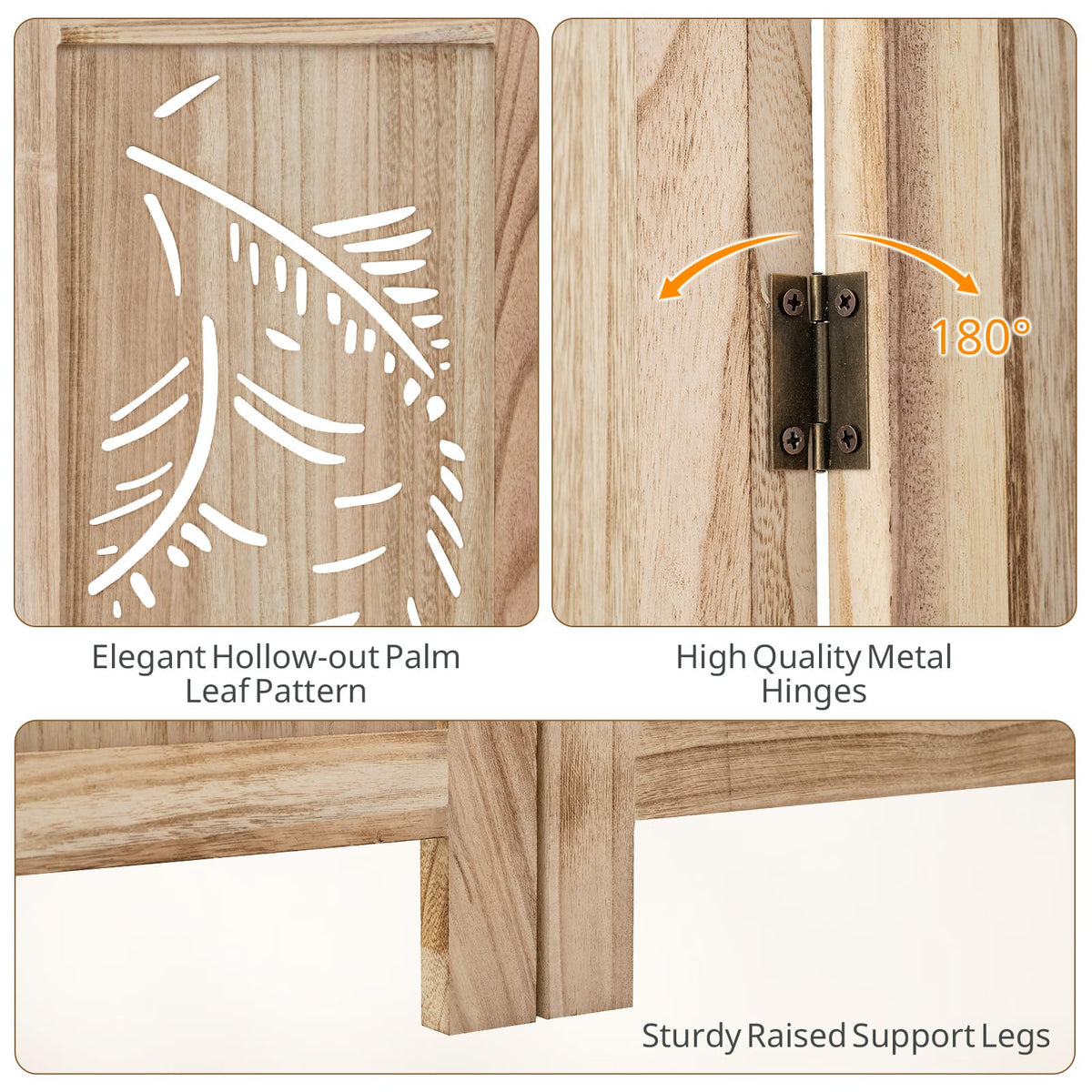 Giantex 4/6-Panel Wooden Room Divider Privacy Screen (4-Panel)