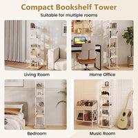 5-Tier Rotating Bookshelf Tower with 360° Spinning Design