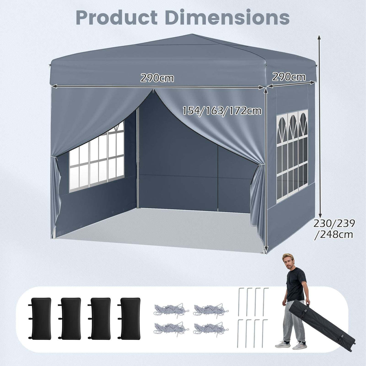 3 x 3 m Pop up Canopy Tent Outdoor Patio Commercial Sunshade Shelter