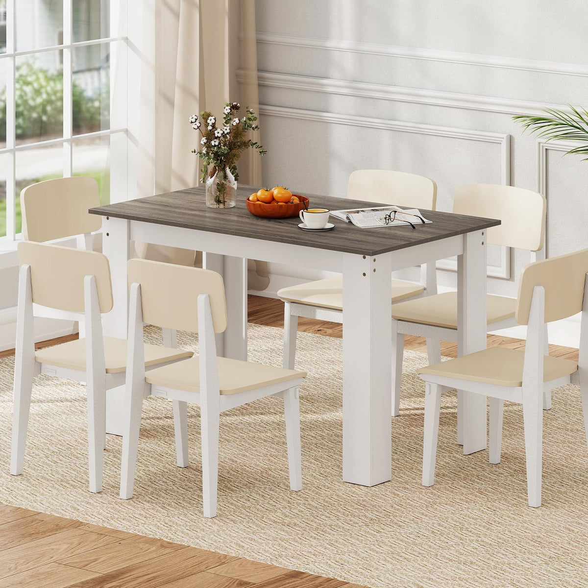 Giantex 120 CM Dining Table for 4-6, Wooden Rectangular Table