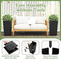 Tall Wicker Planter Box Set of 2 with Water Storage Plate