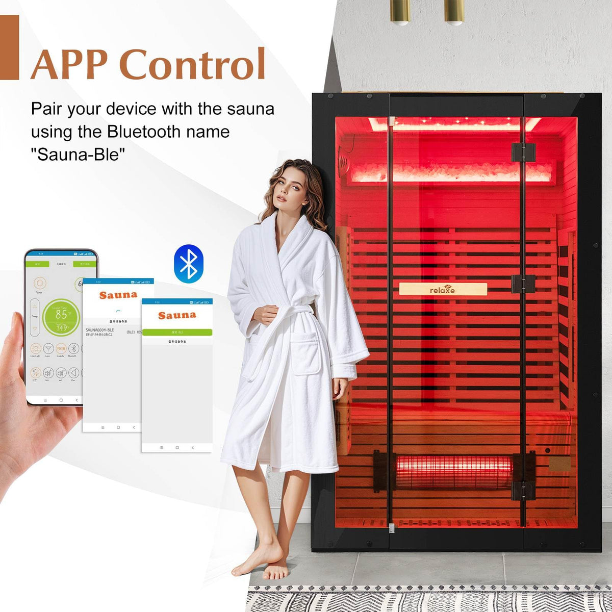 Infrared Wooden Sauna Room for 2 People with Heating Panels and Red Light Tubes