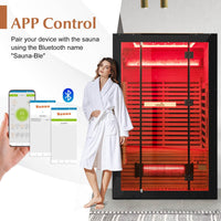 Infrared Wooden Sauna Room for 2 People with Heating Panels and Red Light Tubes