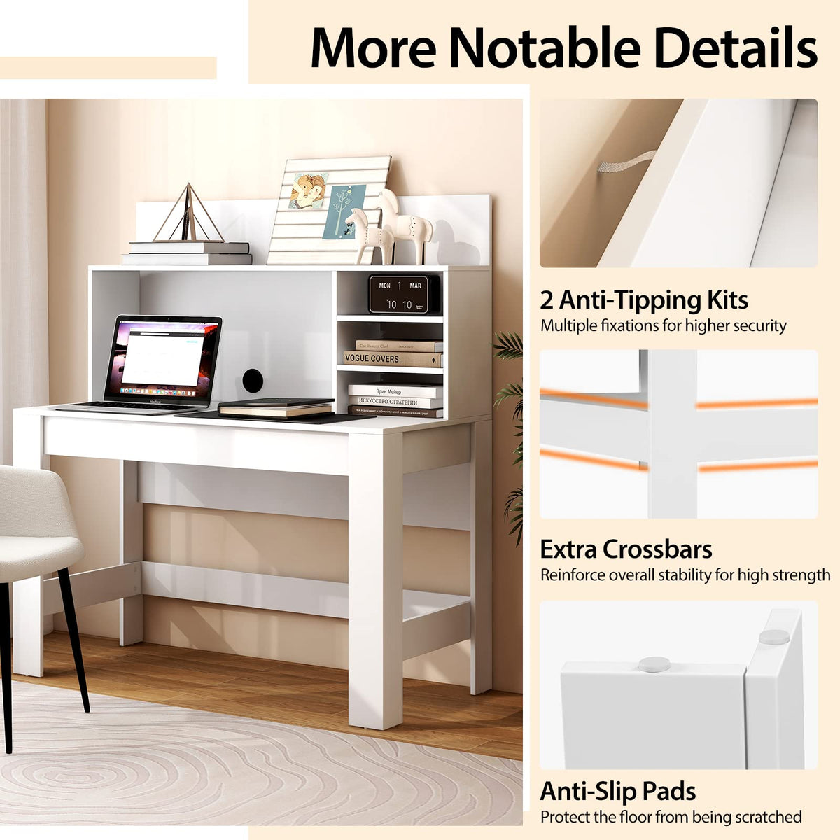 Giantex Computer Table Giantex 120cm Computer Desk with Bookshelf, Home Office Writing Desk w ...