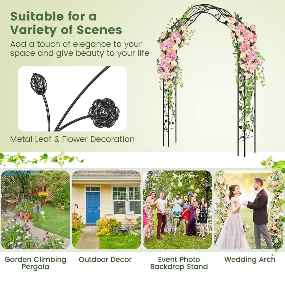Giantex - 2 Half Garden Arch Trellis, 8.2ft Metal Garden Gazebo
