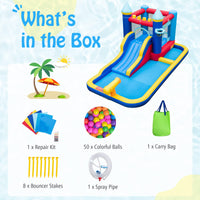 Inflatable Water Slide, Jumping Castle Water Park w/Slides, Jumping House, Ocean Ball Pit, Splash Pool (Without Blower)