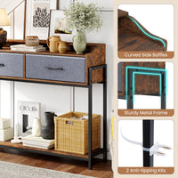 Giantex Console Table with Charging Station, 110 cm Narrow Entryway Table