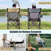 2 in 1 Folding Camping Lounge Chair with Detachable Footrest for Fishing Picnics