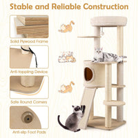 143 CM Tall Cat Tree with Sisal Scratching Posts and Condo