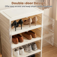 Foldable Shoe Rack Organizer 12-Pair 6-Tier Collapsible Shoe Cabinet