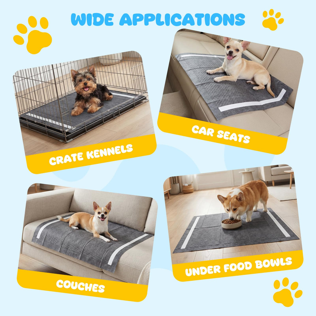 Charcoal Dog Pee Pads, 60 x 60 cm (150 Count) 6-Layer Leak-Proof Pet Potty Training Pads for Dogs