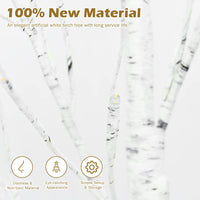 1.2/1.5/1.8 M Artificial Twig Birch Tree with 48/72/96 Warm White LED Lights for Christmas