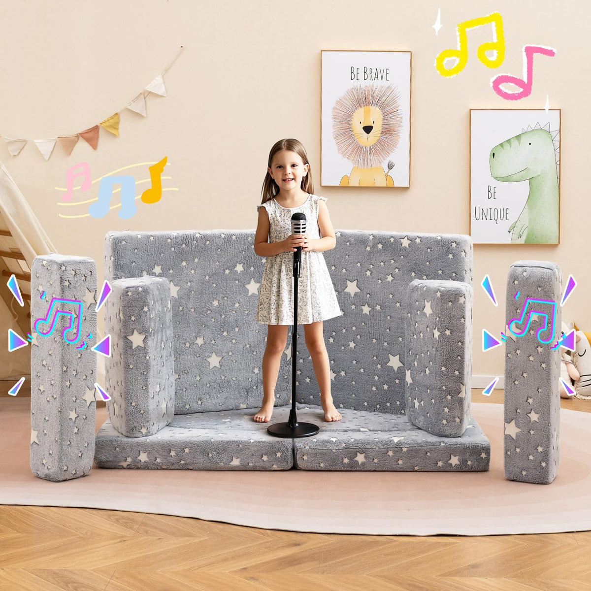 10 Pieces Modular Toddler Sectional Sofa Glow in the Dark