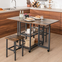 Giantex Drop Leaf Expandable Dining Table & 2 Stools for Small Place