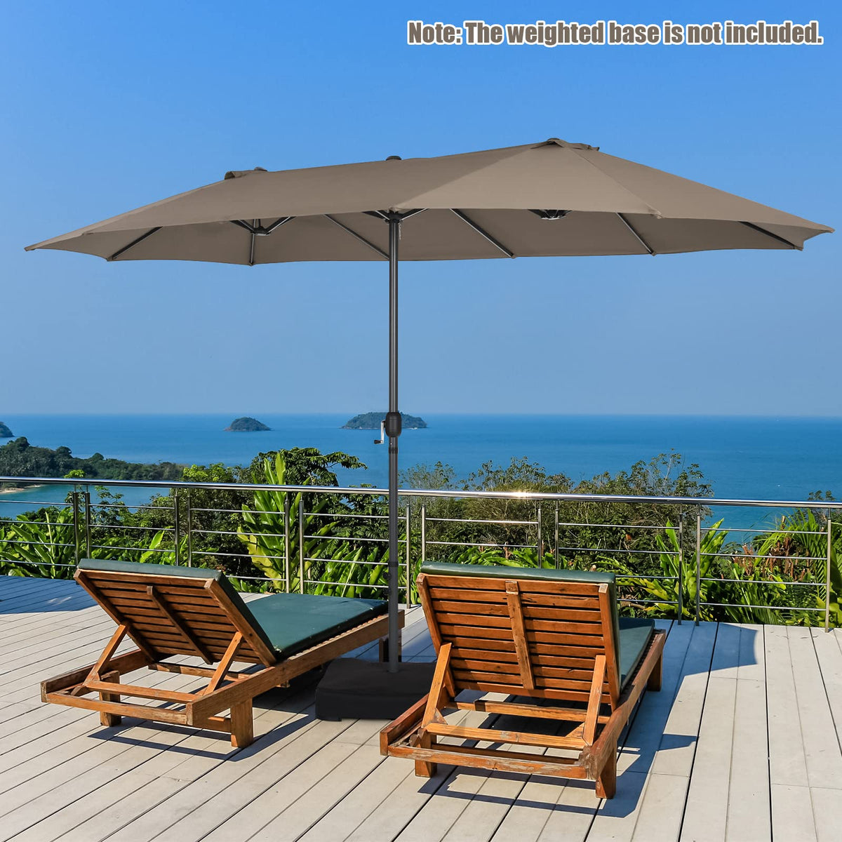 4.7 M Double-Sided Patio Umbrella, Outdoor Extra Large Umbrella W/Hand-Crank System & Air Vents