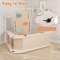 Foldable Panda-Themed Wood Montessori Climbing Set, Indoor Children Playground Jungle Gym