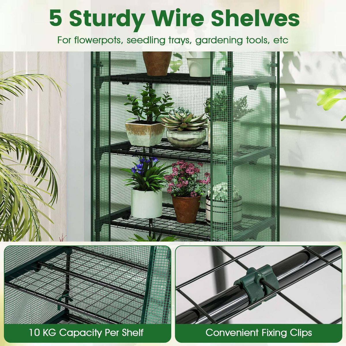 Mini Greenhouse Indoor Outdoor, Portable Plant Grow House with 5 Tier Shelves