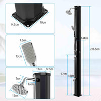 35 L Solar Heated Outdoor Shower with 360 Swivel Shower Head