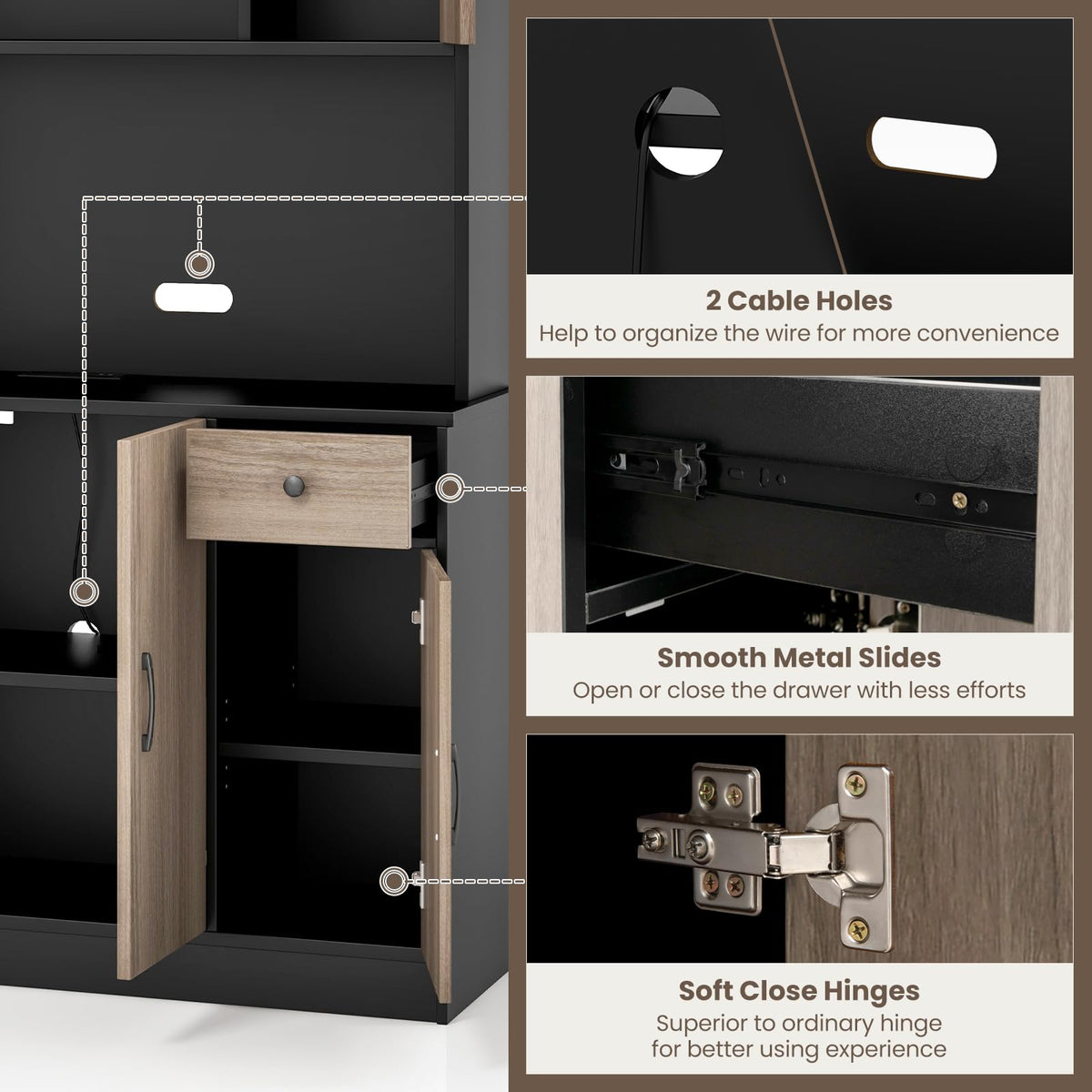 Giantex 180cm Kitchen Pantry Storage Cabinet w/Built-in Charge Station