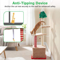 Christmas Cat Tree, 132 cm Multi-Level Cat Tower with Cat Condo