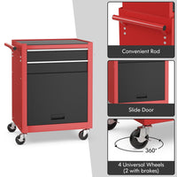 Lockable Tool Storage Cabinet, 2-in-1 High Capacity Rolling Tool Chest with Handle