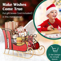 95cm Christmas Metal Sleigh Decoration with 2-Tier Shelf