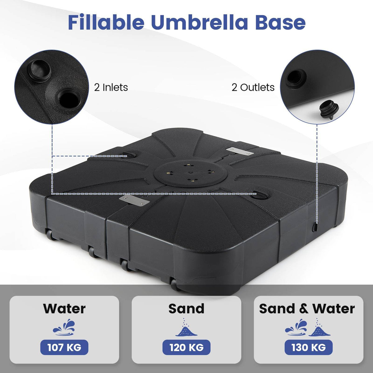 Outdoor Cantilever Umbrella Base w/Wheels,Heavy-Duty Offset Patio Umbrella Stand