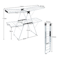 Giantex Foldable Clothes Drying Rack, 2-Level Garment Drying Hanger w/Adjustable Gullwing & Sock Clips