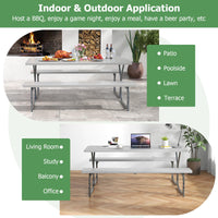 Outdoor Picnic Table Bench Set with HDPE Tabletop and Umbrella Hole
