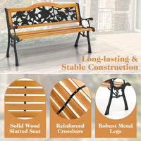 Giantex Outdoor Bench with Slatted Seat, Curved Armrests