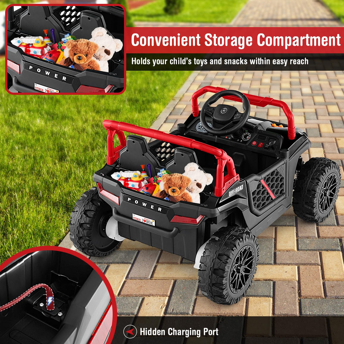 12V Kids Ride on Car, Battery Powered UTV Kids Truck w/Parental Remote, Spring Suspension Electric Vehicle for 3+