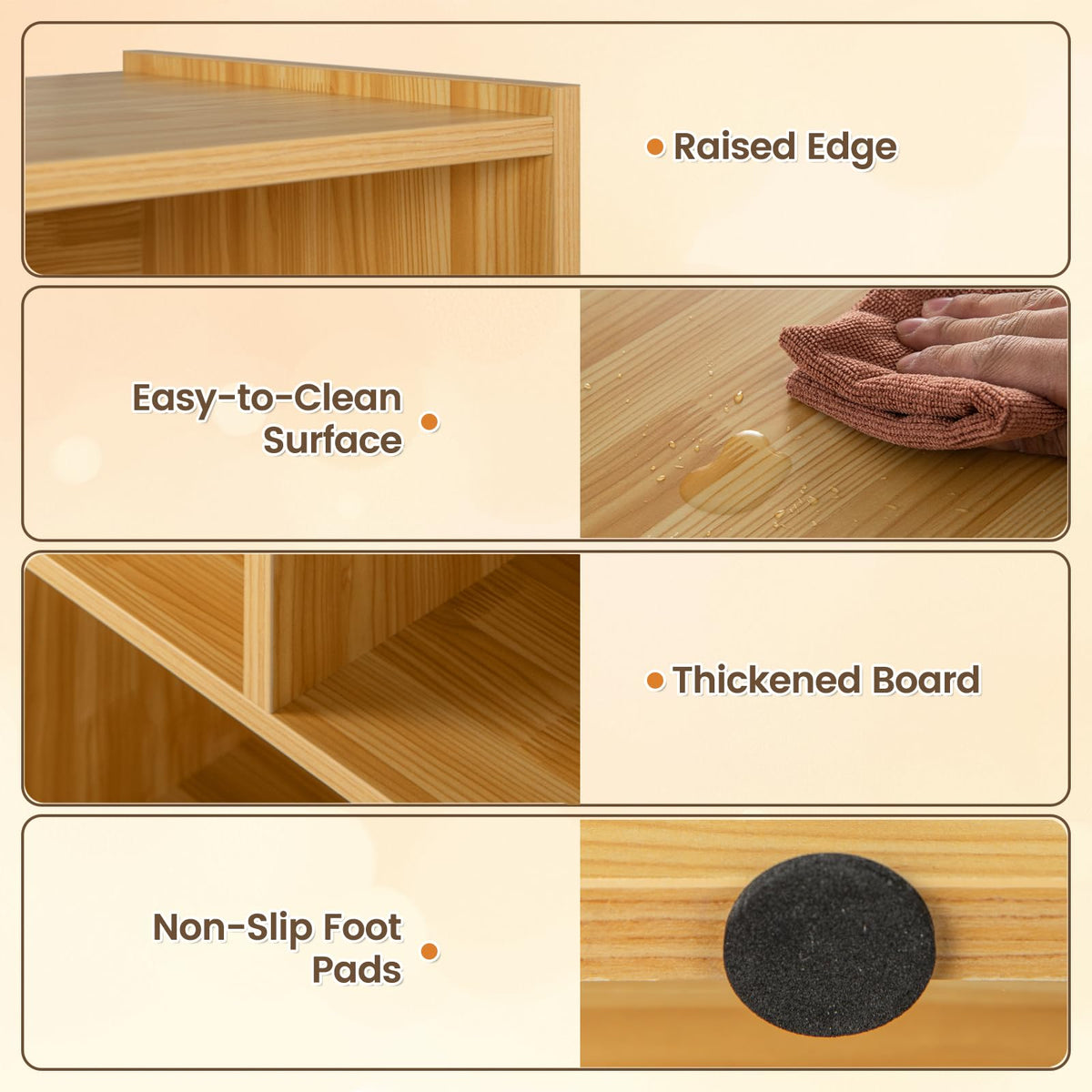 3-Tier Open Wooden Bookshelf