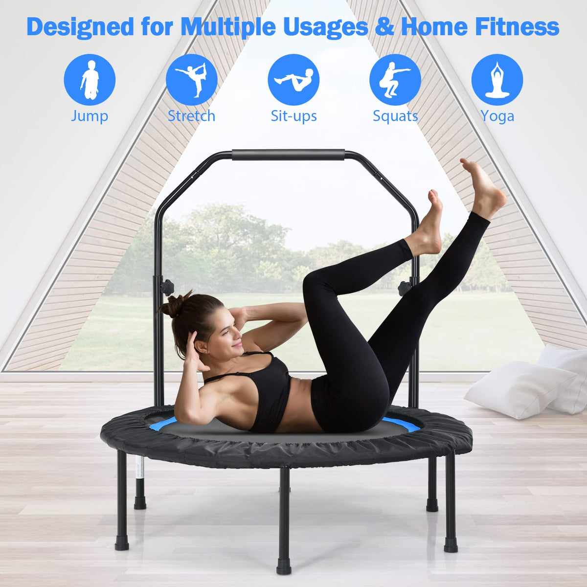 40” Foldable Trampoline with 2 Resistance Bands