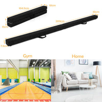 209cm Folding Balance Beam, Portable Gymnastic Beam w/Solid Wood Base & Anti-Slip Bottom