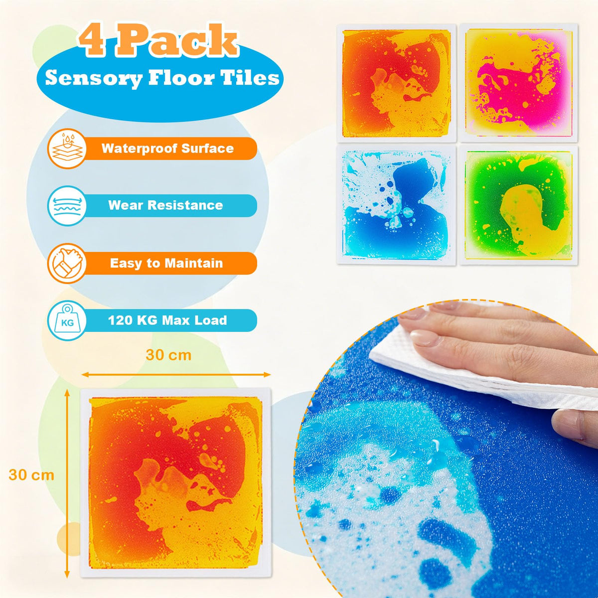 4/9-Pack 30 x 30 CM Square Liquid Puzzle Pads for Kids