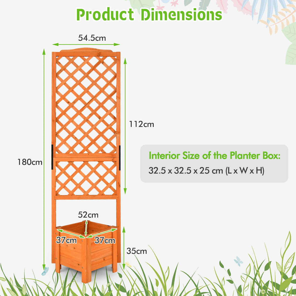 Giantex Raised Garden Bed with Trellis, 180 cm Tall Indoor & Outdoor Planter with Raise Feet